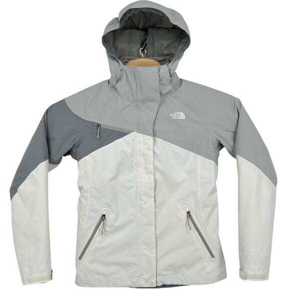 Womens Grey White The North Face Hyvent Insulated Quilt Lined Winter Jacket Sz S - Picture 1 of 13